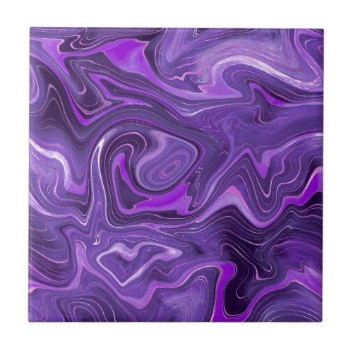 Stylish Funky Groovy Purple Curves Marble 3_6 Ceramic Tile