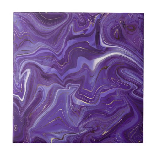 Stylish Funky Groovy Purple Curves Marble 5_6 Ceramic Tile