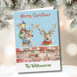Stylish Funky Quirky Watercolor Reindeer Card