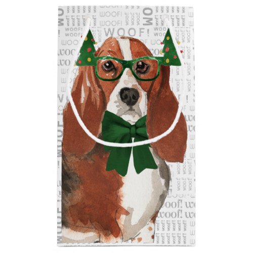 Stylish Funny Basset Hound Lover Christmas Small Gift Bag