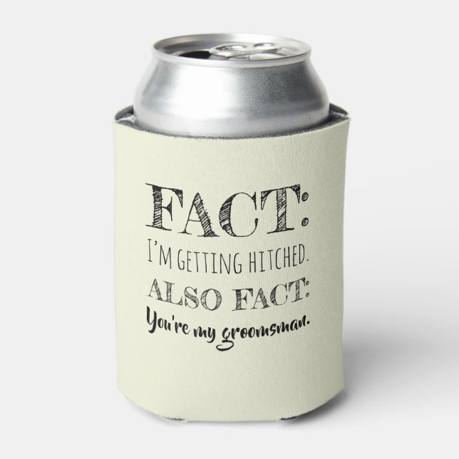 Stylish & Funny - Groomsman Proposal Beige Can Cooler (Can Front)