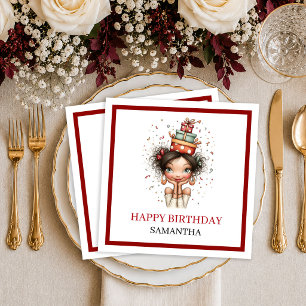 Stylish Funny Woman Deep Red Script Birthday Napki Napkins