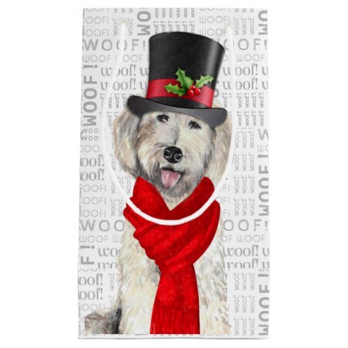 Stylish Funny Yellow Labradoodle Lover Christmas Small Gift Bag