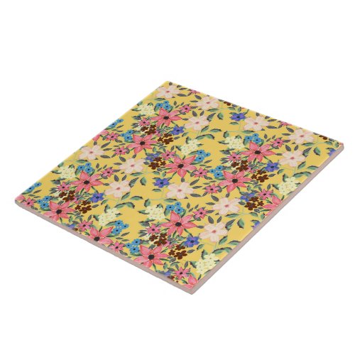 Stylish garden floral design ceramic tile