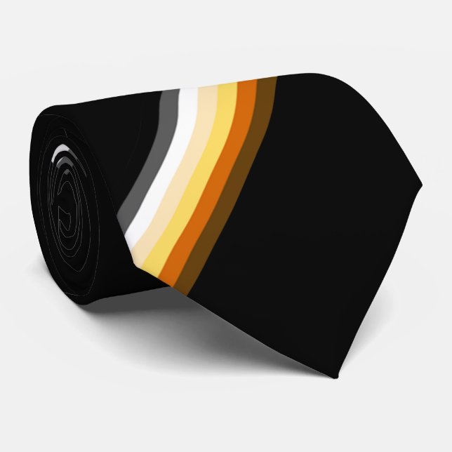 Stylish Gay Bear Pride Flag Black Neck Tie (Rolled)