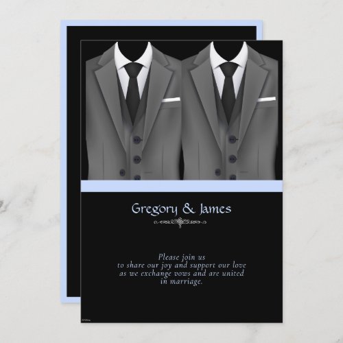  Stylish Gay Wedding Elegant Gray Suits Invitation