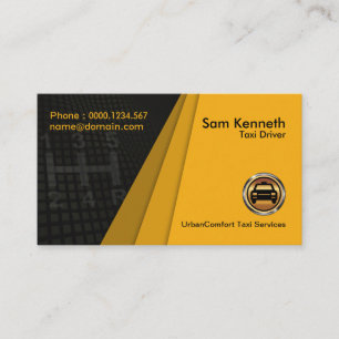 Stylish Gearshift Yellow Trapezium Fan Layers Taxi Business Card