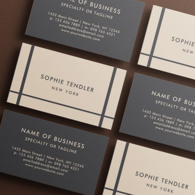 Stylish Geometric Almond & Dark Slate Gray Business Card (Creator Uploaded)