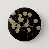 stylish geometric black and gold hexagon pattern button (Front)