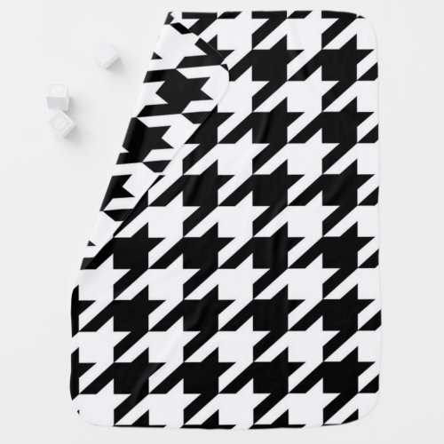 stylish geometric black white houndstooth pattern baby blanket