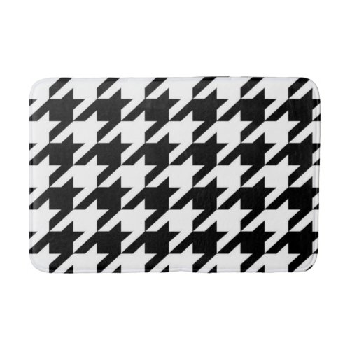 stylish geometric black white houndstooth pattern bath mat