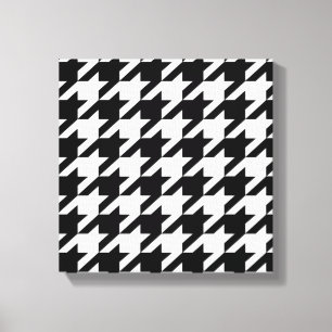 stylish geometric black white houndstooth pattern canvas print