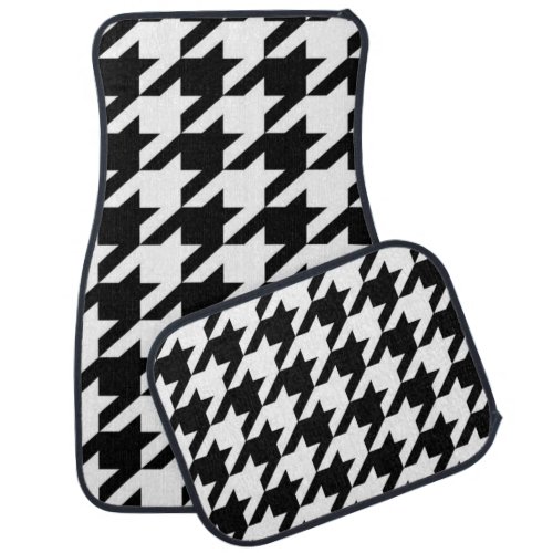 stylish geometric black white houndstooth pattern car floor mat