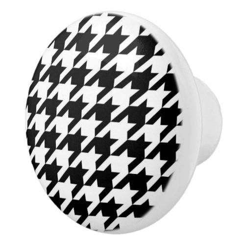 stylish geometric black white houndstooth pattern ceramic knob