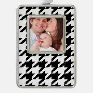 stylish geometric black white houndstooth pattern christmas ornament