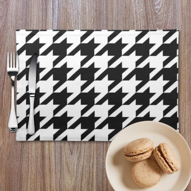 stylish geometric black white houndstooth pattern cloth placemat (stylish geometric black white houndstooth pattern cloth placemat)