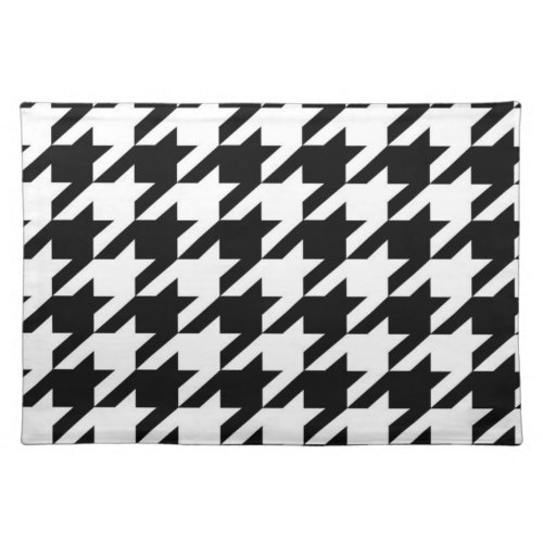 stylish geometric black white houndstooth pattern cloth placemat