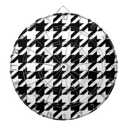 stylish geometric black white houndstooth pattern dart board