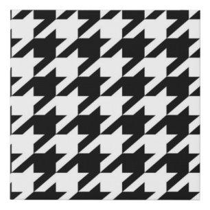 stylish geometric black white houndstooth pattern faux canvas print