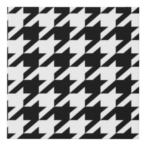 stylish geometric black white houndstooth pattern faux canvas print