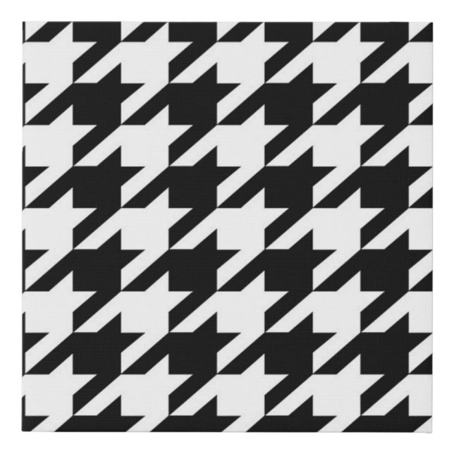 stylish geometric black white houndstooth pattern faux canvas print (Front)
