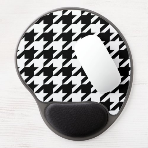 stylish geometric black white houndstooth pattern gel mouse pad