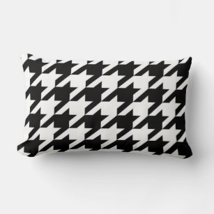 stylish geometric black white houndstooth pattern lumbar pillow