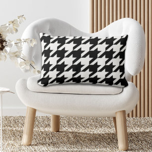 stylish geometric black white houndstooth pattern lumbar pillow