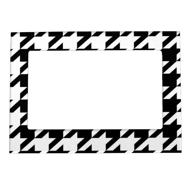 stylish geometric black white houndstooth pattern magnetic frame (Front)