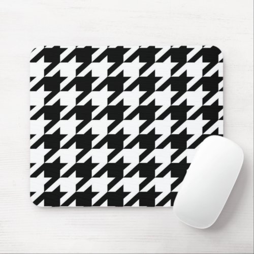 stylish geometric black white houndstooth pattern mouse pad