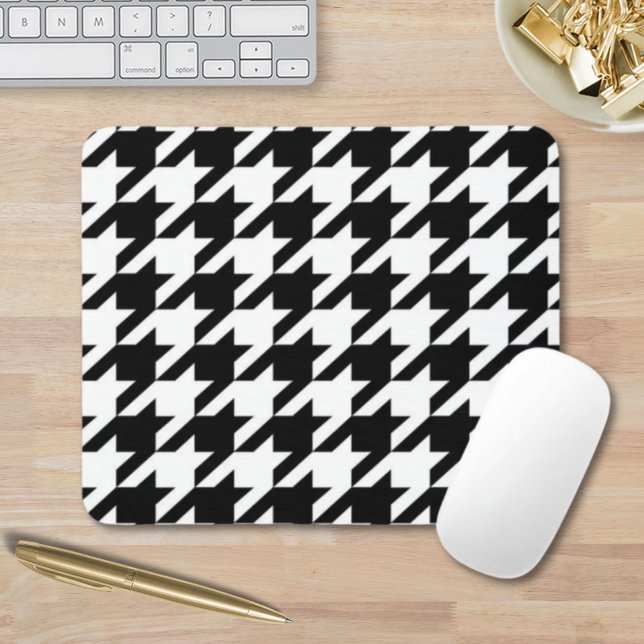 stylish geometric black white houndstooth pattern mouse pad (stylish geometric black white houndstooth pattern mouse pad)