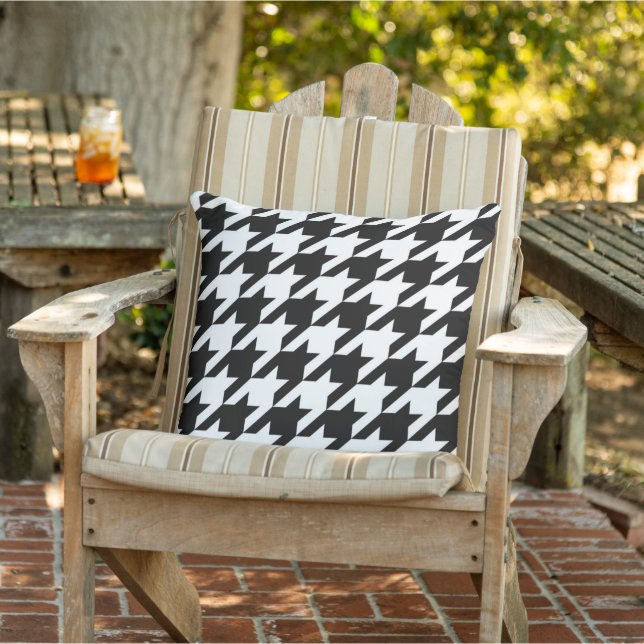 stylish geometric black white houndstooth pattern outdoor pillow (Chair)