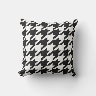 stylish geometric black white houndstooth pattern outdoor pillow