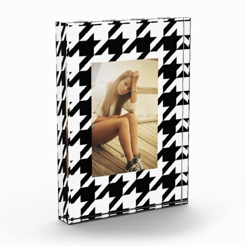 stylish geometric black white houndstooth pattern photo block