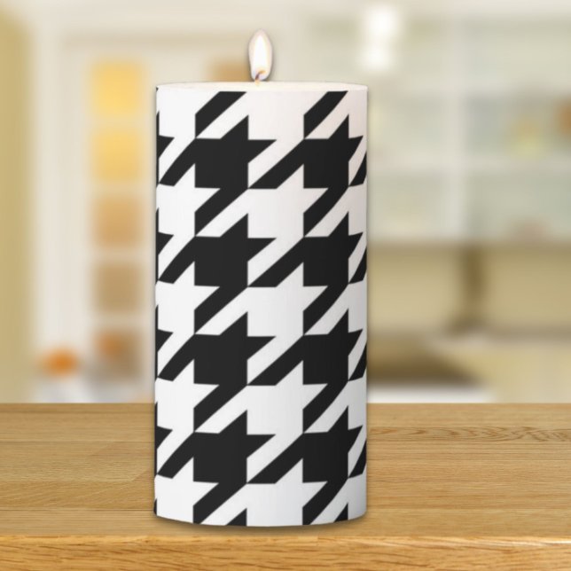 stylish geometric black white houndstooth pattern pillar candle (stylish geometric black white houndstooth pattern pillar candle)