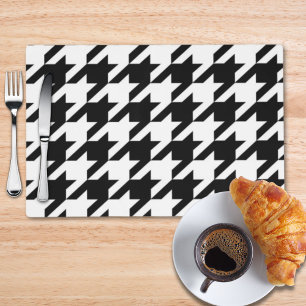 stylish geometric black white houndstooth pattern placemat
