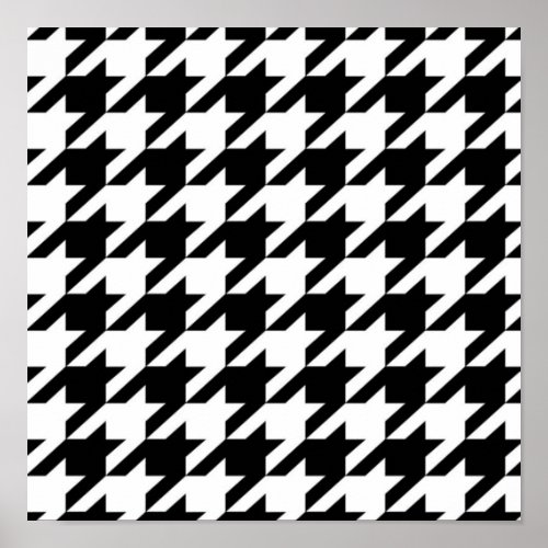 stylish geometric black white houndstooth pattern poster