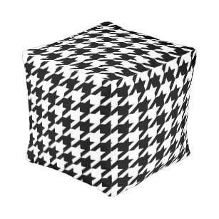 stylish geometric black white houndstooth pattern pouf