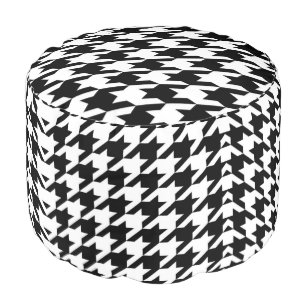 stylish geometric black white houndstooth pattern pouf