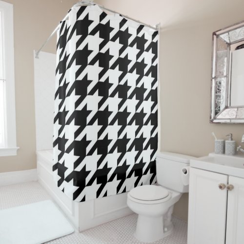 stylish geometric black white houndstooth pattern shower curtain