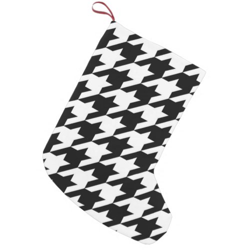 stylish geometric black white houndstooth pattern small christmas stocking