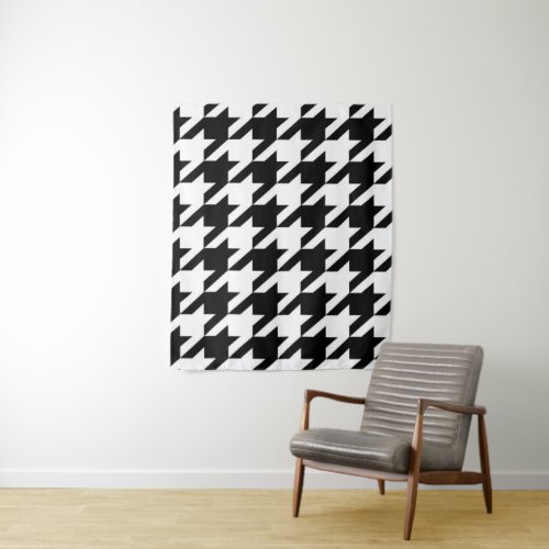 stylish geometric black white houndstooth pattern tapestry