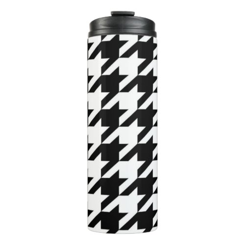 stylish geometric black white houndstooth pattern thermal tumbler