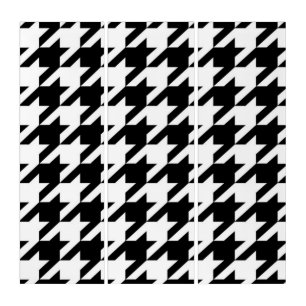 stylish geometric black white houndstooth pattern triptych