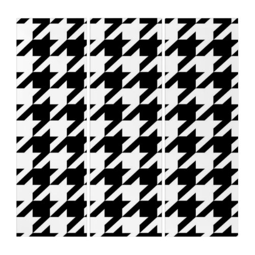 stylish geometric black white houndstooth pattern triptych