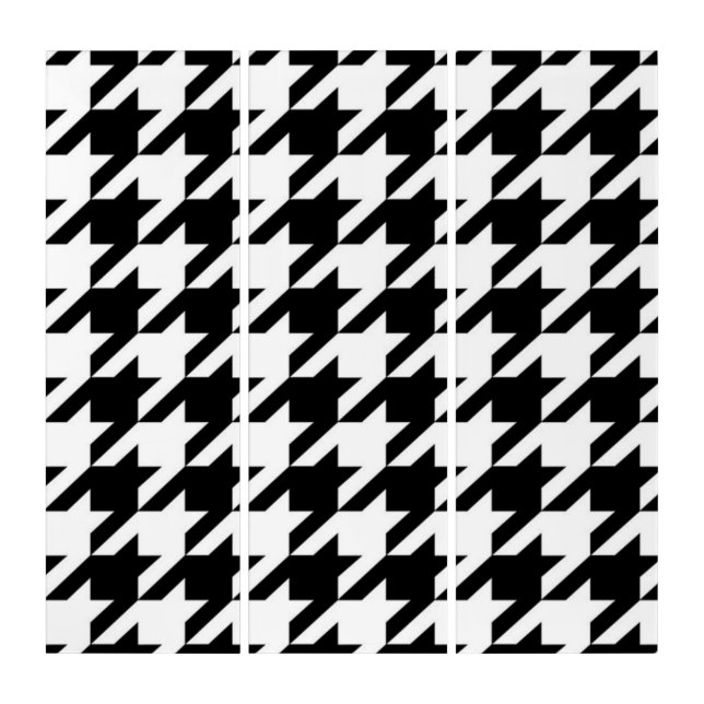 stylish geometric black white houndstooth pattern triptych (Front)