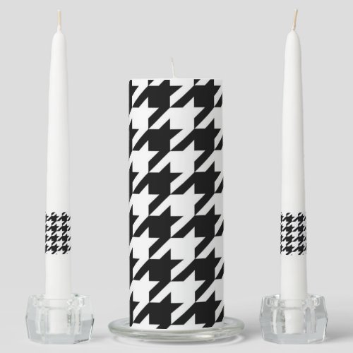 stylish geometric black white houndstooth pattern unity candle set