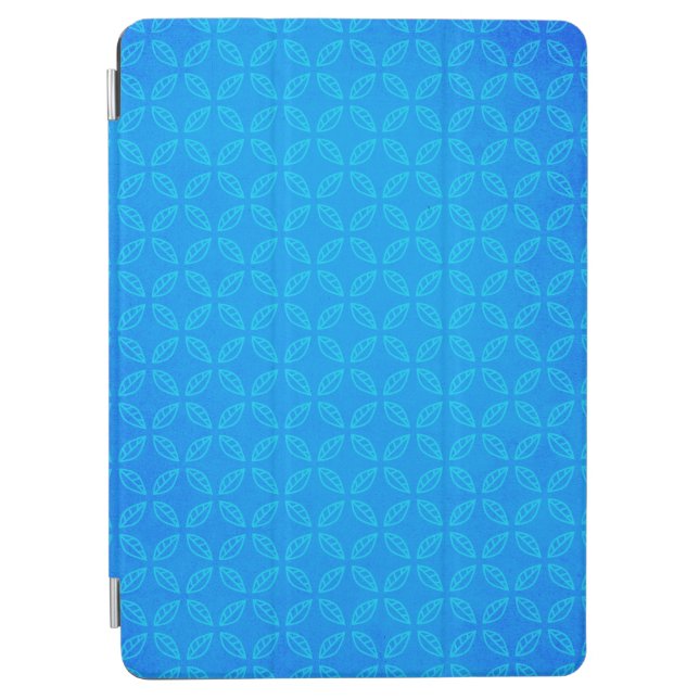 Stylish Geometric Blue Leaves Pattern iPad Air Cover (Front)