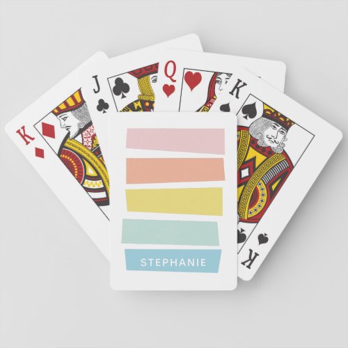 Stylish Geometric Colorful Pastel Personalized Playing Cards