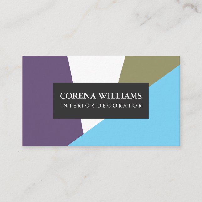 Stylish Geometric Cool Color Blocks Business Card (Front)